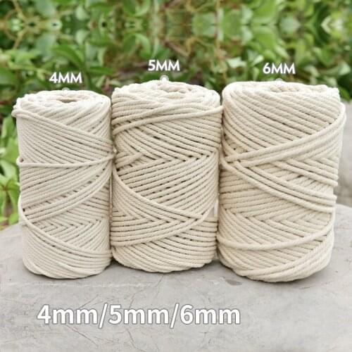 Natural Beige Cotton Cord braided round Macrame Rope String cotton cord rope for DIY Home Wedding handmade Accessories 2mm-10mm