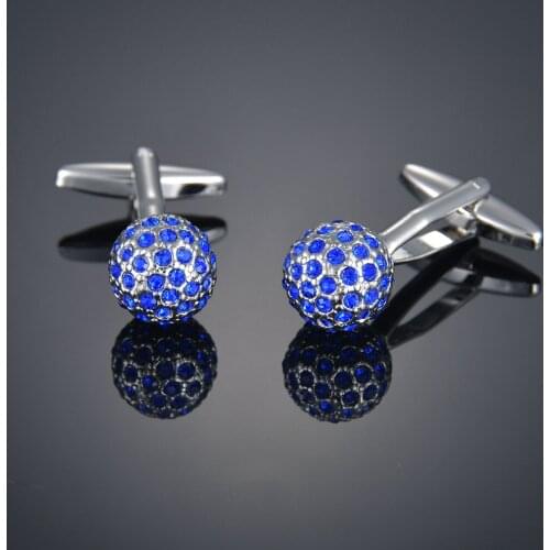 High Quality French Shirt Cuff Links Blue Crystal Ball Cufflinks Brand Hipster Cufflink For Mens Luxury Bussiness Husband Gift
