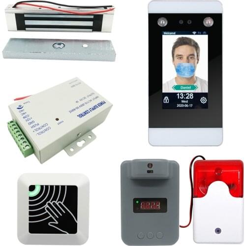 WiFi TCP/IP Body Temperature measurement Dynamic Face Facial Recognition Door Lock Access Control System Kit