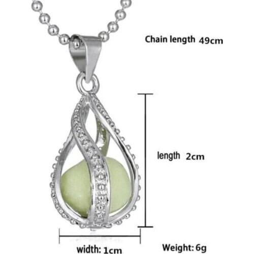 YLWHJJ Fashionable explosion hollow spiral water drop luminous necklace for women luminous pearl mermaid pendant jewelry