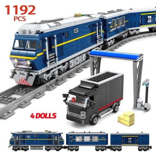 City Technical Power-Driven Rail Electric Train Track Car Building Blocks Creator Train Station Bricks Gifts Toys For Children
