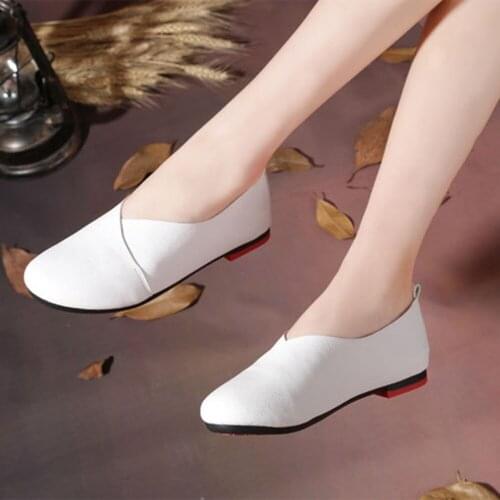 Leather Ballet Flat Shoes Woman Hand-sewn Leather Loafers Cowhide Flexible Spring Casual Shoes Women Flats Girls Women Shoes