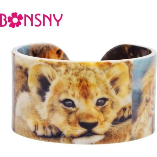 Bonsny Plastic Sweet Africa Little Lion Lionet Bangles Bracelets Wild Jungle Animal Craft Jewelry For Women Girls Teens Novelty