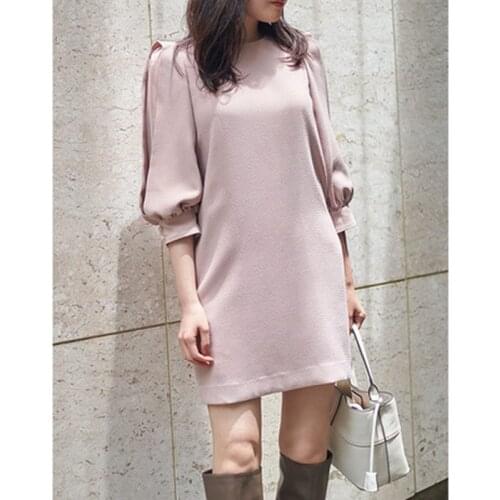 Elegant Temperament Loose Woman Dress Japanese O Neck Three Quarter Sleeve Vestidos Autumn Aesthetic Fashion A Line Robe