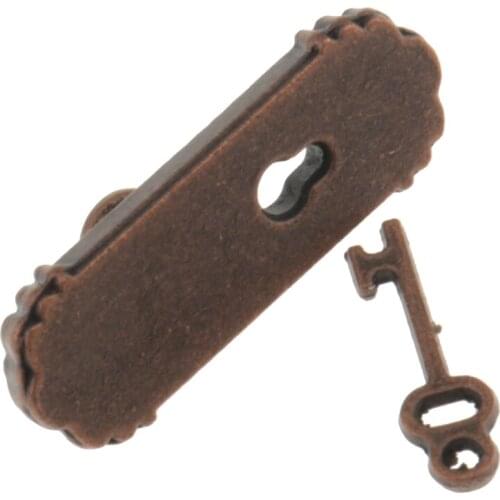 1:12 Ancient Metal Door Knob with Key Set for Dollhouse Miniature Handle