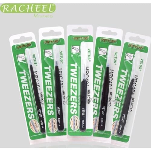 100% brand black stainless steel tweezers eyelash extension tool Accurate tweezers Superhard