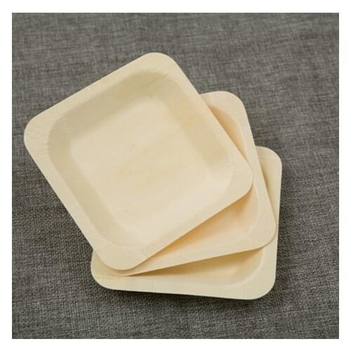 100x Disposable wooden plate cake dessert dish environmentally friendly biodegradable wild outdoor dining wholesale 14cm