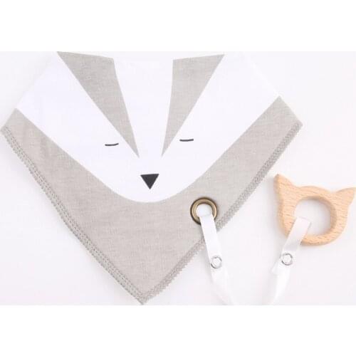 Bite Bites 2PC Cotton Bibs Burp Cloth Bandana Bibs And Wood Pendant Absorbent Babador Baby Eat Napkin Stuff Baby Teether