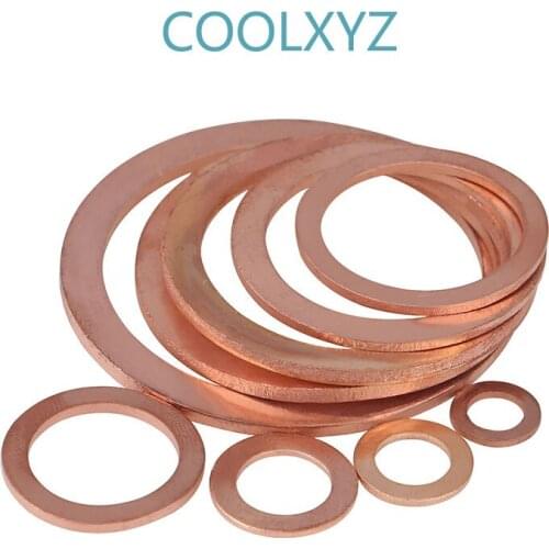 Copper gasket for marine watch gasket 1-1.5-2mm thick flat gasket inner diameter M20 to M48 5Pcs