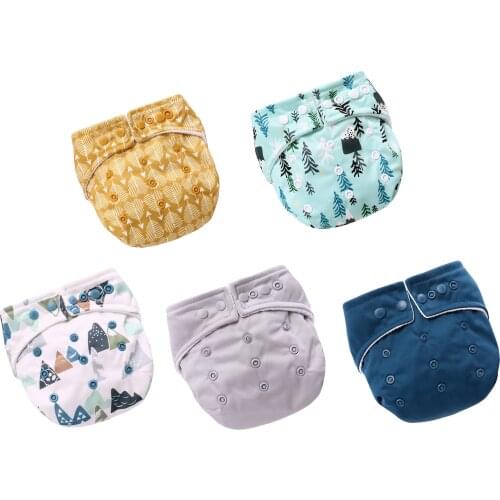 5Pcs Cartoon Baby Cloth Diaper Pocket Washable Kids Nappies Reusable Diaper Cover Adjustable Children Nappy Changing Waterproof