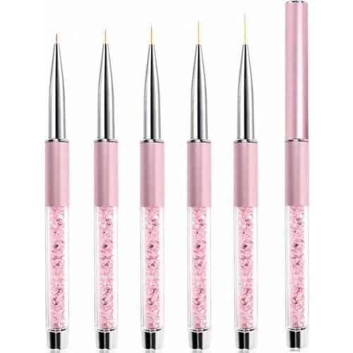 6PCS/Set Nails Art Painting Pens Soft Slender Brush UV Color Gel Drawing DIY Nail Art Brush Tools Accessories Factory Wholesaler