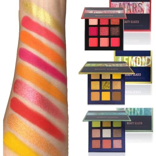 9 Color Shiny Beauty Glazed Makeup Eyeshadow Palette Makeup Brushes Shimmer Pigmented Eye Shadow Palette Make Up Palette