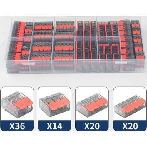 90pcs For Lighting Mixed Boxed Push in Quick Universal Compact Terminal Block Plug-in Connector Red