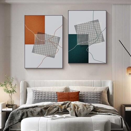 Abstract Orange Green Geometry Painting Pictures Home Decoration Modern Wall Art Living Room Canvas Posters and Prints Nordic