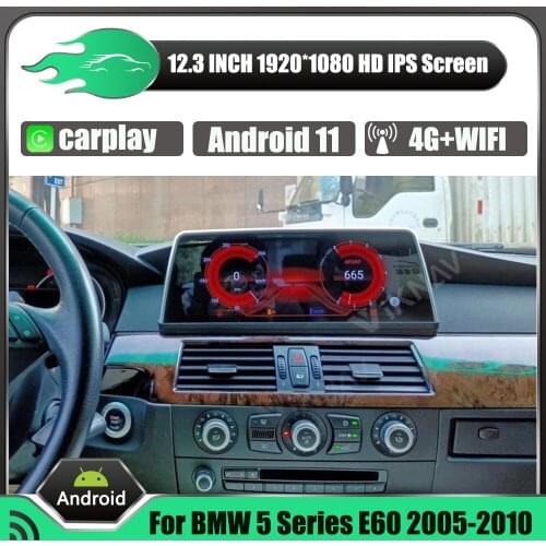 12.3 inch Car stereo Multimedia Radio For BMW E60 2005-2010 WIFI 4G LTE GPS Navigation Android Auto touch screen head unit