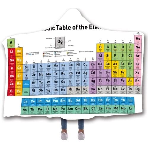 Childrens Periodic Table Digital Printing Hooded Blanket Cloak Childrens Blanket Scarf Gift Chemical Teaching Tool New Arrival