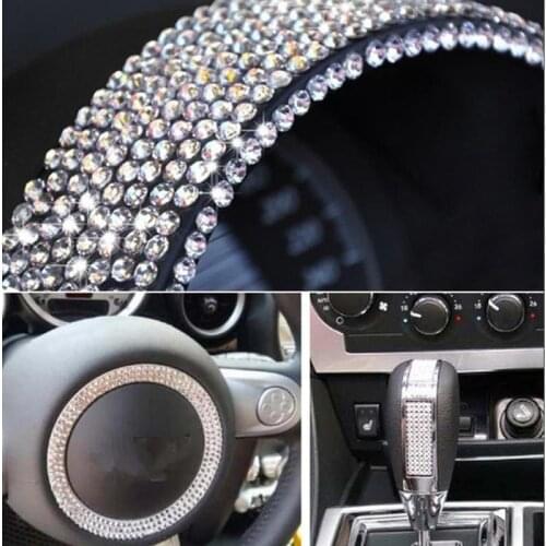 DIY Car Decoration Artificial Rhinestones Diamonds Bling Sticker Auto Accessories Switch Steering Wheel Decorative Crystal