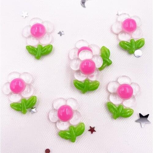 Glitter Resin Kawaii Colorful 3D A Flower Flatback Cabochon Rhinestone 20PCS Scrapbook DIY Decor Home Figurine Crafts OH176