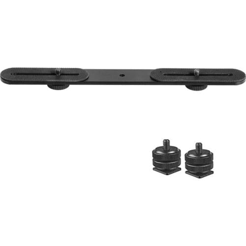 Camera Hot Shoe Extension Bar Mount Dual Flash Light Bracket Compatible with Studio Speedlite, Microphone, Flashes