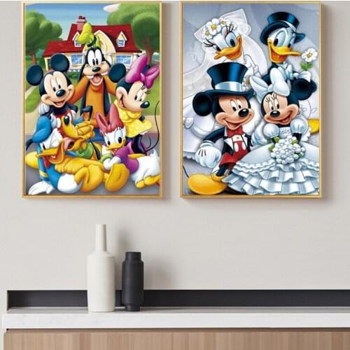 Disney Anime Mickey and Donald Duck Celebrate The Wedding Canvas Painting Wall Art Picture for Home Decoration Posters and Print