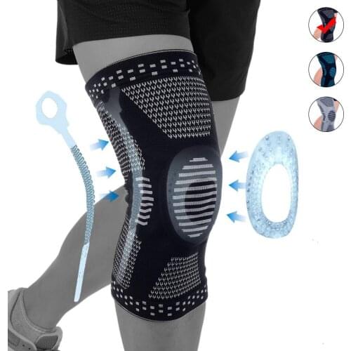 Knee Brace Compression Sleeve,Elastic Knee Wraps with Silicone Gel & Spring Support,Medical Grade Silicone Knee Protector for Me