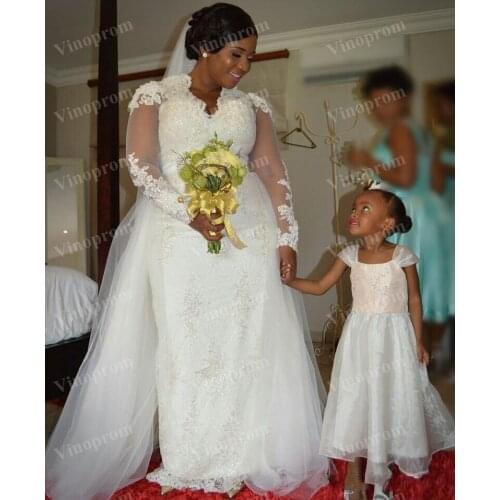 Elegant Lace 2 in 1 Wedding Dress Soft Tulle Detachable Train Bride Dresses Robe de Mariee Wedding Bride Dance Gown