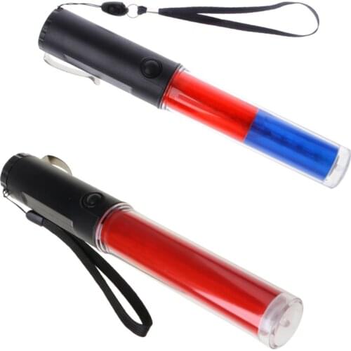 Powerful LED Flashlight Plastic Traffic Wand Torch 4 Modes Flash