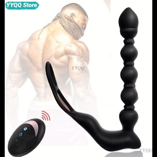 Vibration Anal Plug Vibrator Male Prostate Massage Anal Pull Beads Remote Control Masturbation Sex Toys Adult Products for 18