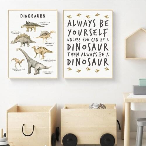 Boy Room Wall Art Print Dinosaur Canvas Painting Modular Print Playroom Poster Chart Educational Picture Nursery Kids Room Decor
