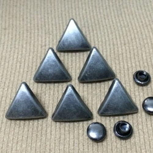 New Coming 50PCS 11.5MM Antique Silver Trigon Studs Rivet Punk Spike Shoes Belt Bag Bracelets Accessories Leather Craft
