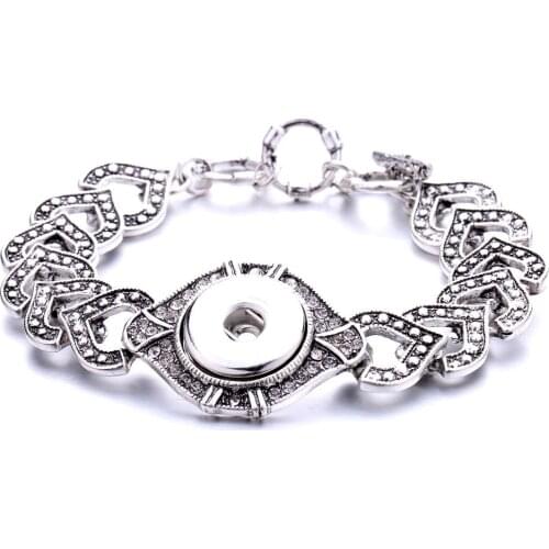 New Silver plated Snap Bracelet Bangles 18mm Snap Jewelry Bracelets Vintage Metal Snap Button Bracelet Bangle Charm Bracelets