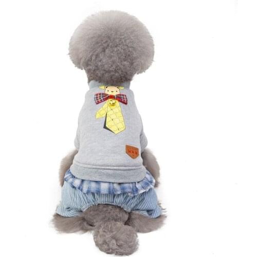 Pet Clothes Autumn/Winter Cotton Dog Clothes Puppy Clothes Dog Bow Tie Bear Clothes For Small Dogs Puppy Outdoor Clothing