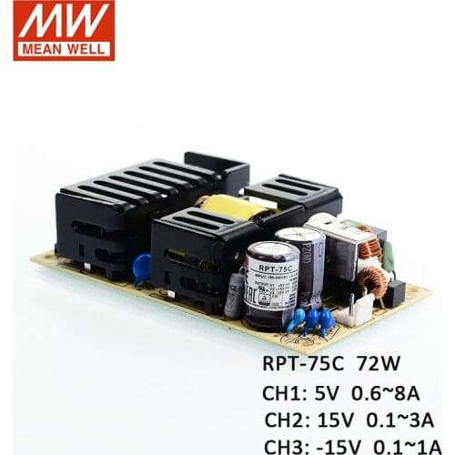 RPT-75C Meanwell 72W Triple Ouput Circuit Board PCB Switch Power Supply 110V/220V AC to 5V 15V -15V DC 6A 2.3A 0.5A Medical SMPS