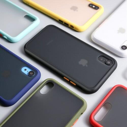 Anti-knock Armor Phone Case for IPhone12 11 XS Max Case Silicone X XR 8 Plus Shockproof Matte Translucent Hard Protective Cover