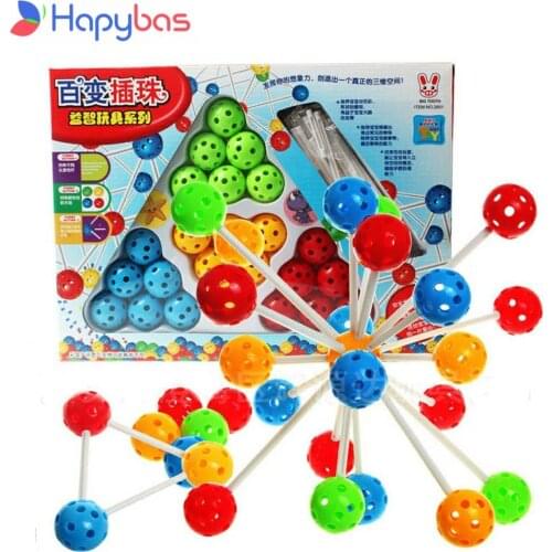 Colorful Plastic DIY Insert Beads Toy 3D Games Puzzle Ball Magic Beads Toy Early Learning Education Toys Kids Gifts 2017 New