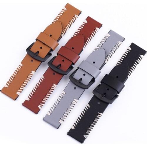 20 22 24 26mm Calfskin Leather Watch band Strap for Amazfit Huawei GT Galaxy Watch 42 46mm Gear S3 WatchBand Quick Release