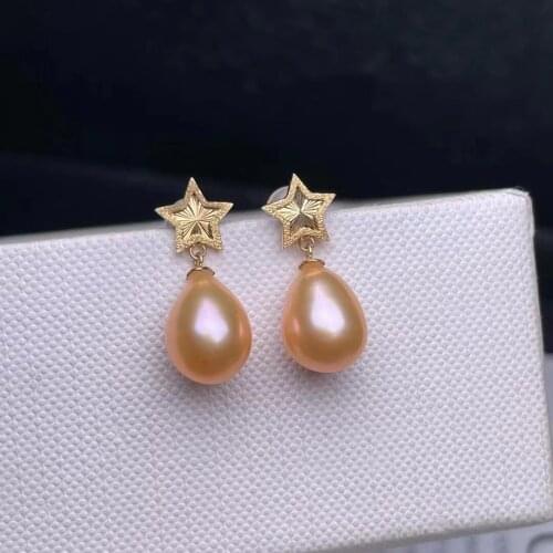 Shilovem 18k yellow Natural freshwater pearls Drop Earrings fine Jewelry women trendy wedding Christmas gift new myme8-910666zz