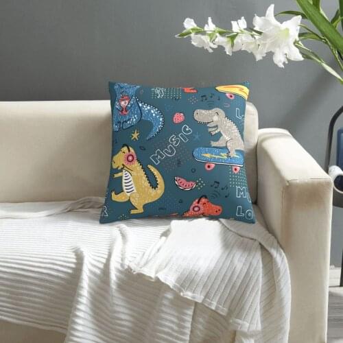 Cute Dinosaurs Love Music Seamless Pattern pillowcase printed cushion cover sofa waist pillow pillow cover