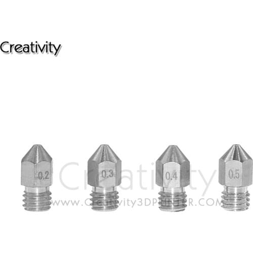 5pcs MK8 Stainless Steel Nozzle 0.2mm 0.3mm 0.4mm 0.5mm For 1.75mm Filament 3D Printer Extruder Nozzles V5 V6 Print Head