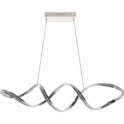 Modern 110cm Long Chrome FInish K9 Crystal Decor 65W Aluminium LED Pendant Lighting Fixtures Island Bench Hanging Lamps