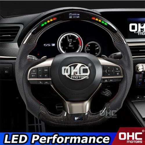 LED Steering Wheel compatible for Lexus CT ES IS GS LS NX RX / ES200 ES300 ES350 Carbon Fiber Steering Wheel LED Performance