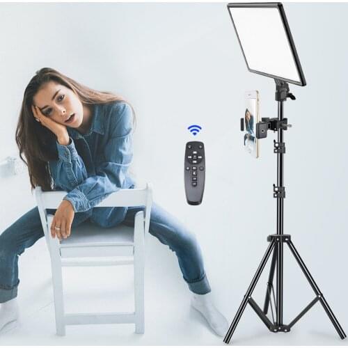 LED Video Light Panel Lamp EU US Plug 3200k-6000k Photography Lighting With Remote Control Phone Holder For Photo Studio Live