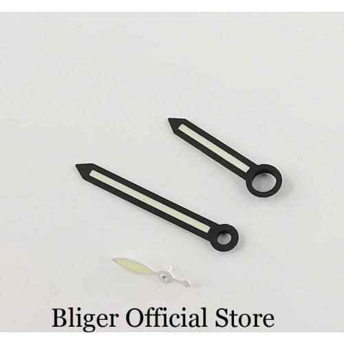 Black Edge Green Color Luminous Watch Hand Suitable for ETA 6497 6498 Hand Winding Movement O7