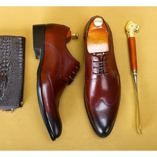 Italian Handmade Oxford Dress Shoes Men Genuine Cow Leather Suit Gents Shoes Footwear Wedding Formal Male Footwear Zapatos