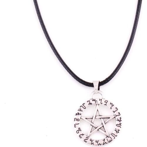 Rope Chain Special Rune Pattern With Pentagram And Round Material Zinc Alloy Beautiful Cool Necklace Add Your Taste Dropshipping