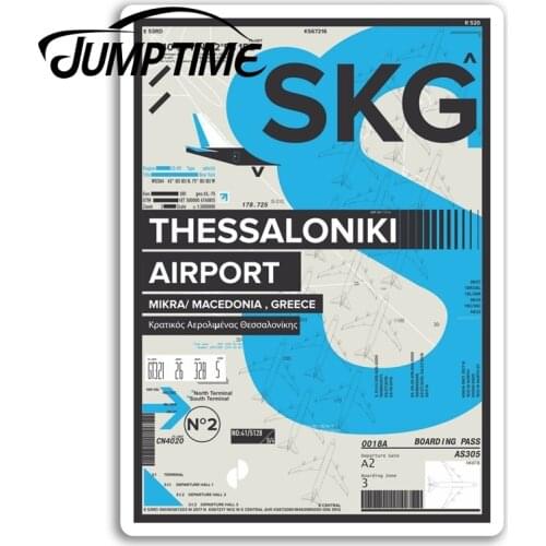 Jump Time for SKG Thessaloniki Airport Vinyl Stickers Greece Travel Sticker Truck Window Bumper Decal Waterproof Accessories