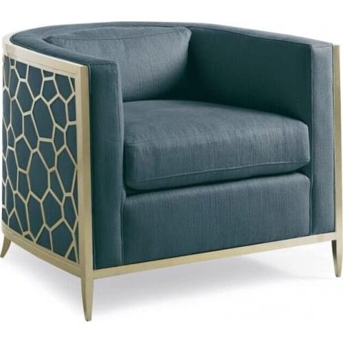 ChinaFurniture processing and production factory modern light luxury fabric single sofa with stainless steel foot