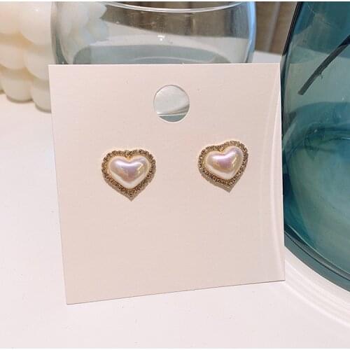 Jewelry New Brand Design Gold Color heart Pearl Stud Earrings For Women New Accessories Wholesale