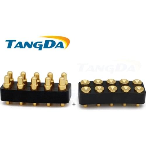 Tangda 10p 10pin pitch 7mm 7 high current heavy current connector charging probe pogopin spring needle curved bend male + female