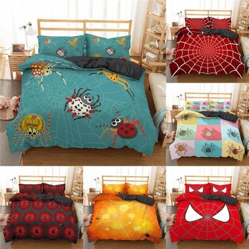 2021 Spider bedding set 2/3 PCS set Cartoon Quilt Cover Web Queen King Duvet Cover Comforter Print Bedding Set Bedspreads